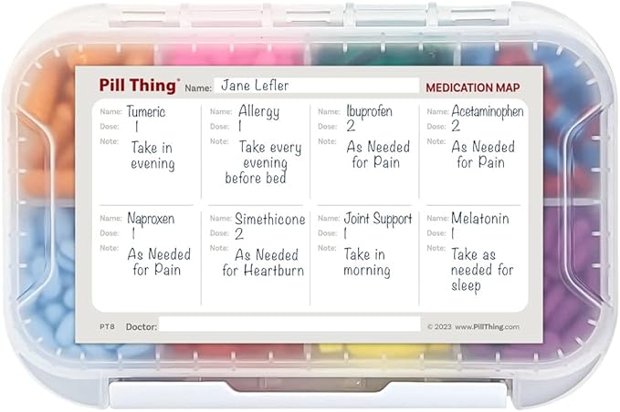 8 Compartment Large Pill Case with Airtight Seal, Adjustable Dividers, Silicone Gasket Waterproof Med Box with Medication Map (Clear - 2 Pack)