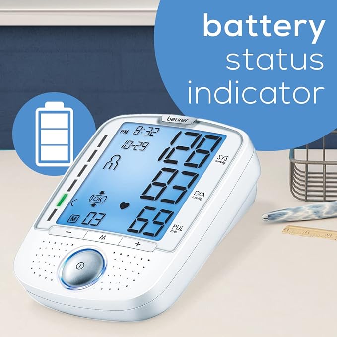 Beurer BM50 Talking Upper Arm Blood Pressure Monitor - Accurate, Digital Machine with Automatic Cuff for Home Use, Arrhythmia Detection, Batteries and Carrying Case Included