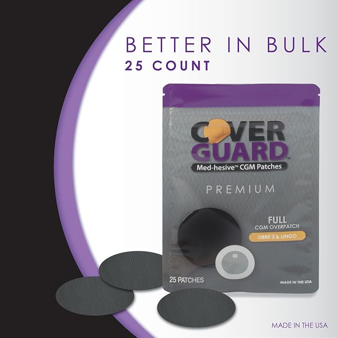 CGM Overpatch | Freestyle Libre 3 | Black Full Coverage Design| 25-Count | Waterproof Adhesive | Anti-Fray | Easy Application & Removal | Made in USA | Sensor Protection