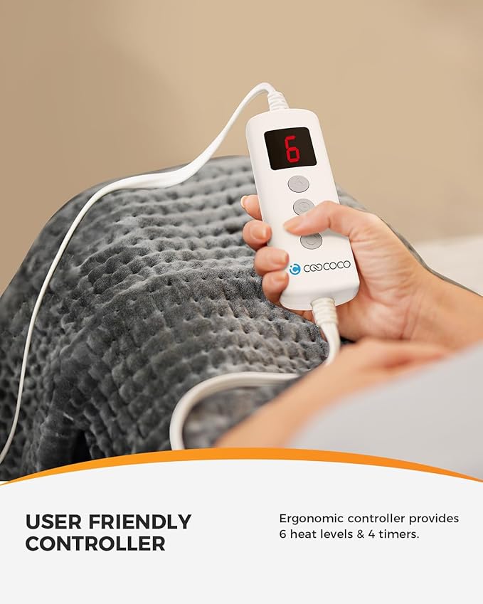 12" x 24" Heating Pad for Back, FSA Eligible Heat Pad, CooCoCo Heated Pad for Period Cramps, 6 Heat Settings, Auto Off, Moist Heat