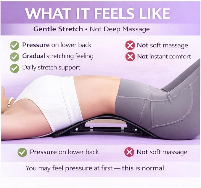 YAJIACLONE Back Stretcher for Lower Back, Adjustable Lumbar Support Board, Manual Spine Stretch Tool for Daily Use, Portable Device (Not a Massage Device)