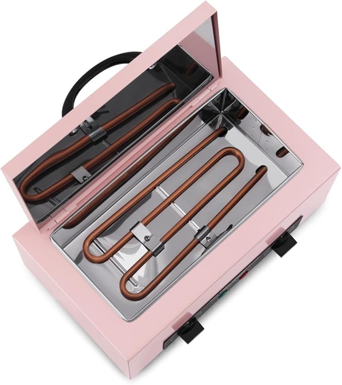 High Temperature Sterilizer Autoclave Machine for Metal Tools with Handle with Timer 110V 300W, 1.5L Capacity, for Dental Tools (Pink)