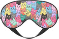Cute Colorful Cartoon Cat Sleep Mask Eye Mask with Adjustable Strap Eye Sleep Shade Cover Blocks Light for Women Men Airplane Travel Nap