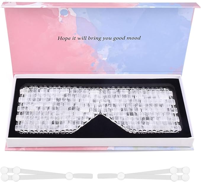 ideayard Crystal Eye Mask - Cooling Jade & 100% Clear Quartz Soothe Mask,Anti-Aging Hot or Cold Using, Eye Mask for Puffy Eyes