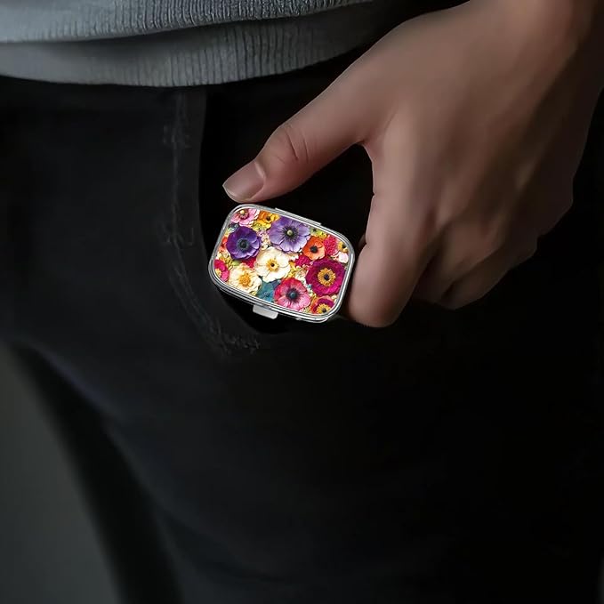 Pill Box-2 Compartment Small Pill Case Portable for Pocket & Purse Single Pill Carrier Pill Container to Hold Vitamins Medication Fish Oil and Supplements BPA-Free
