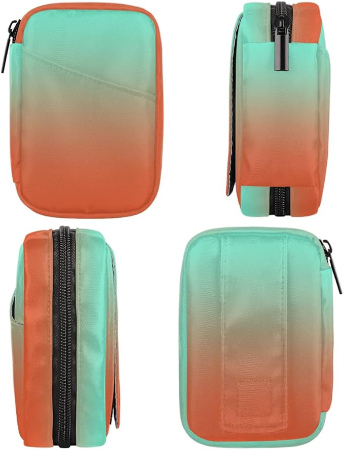 Weekly Travel Pill Organizer Case for Purse with Removable 7 Day Box Portable Compact Size Pill Box Fashionable Pill Container for Medicine Vitamin Supplement Turquoise Orange