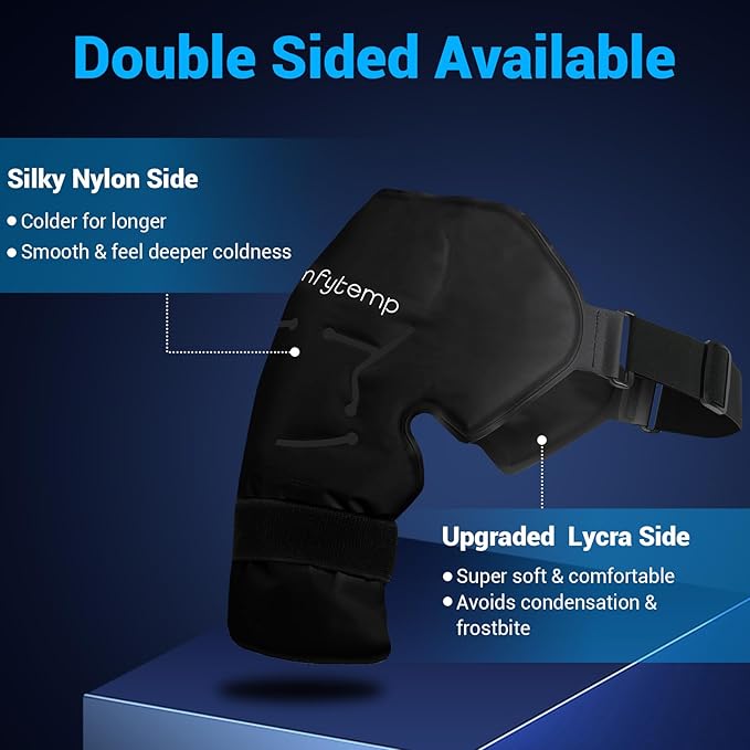 Comfytemp Shoulder Ice Pack Wrap Rotator Cuff Cold Therapy, Ice Packs for Injuries Reusable Gel, Cold Compress Brace for Shoulder Pain Relief, Men Women Recovery Items (Large/X-Large), Black