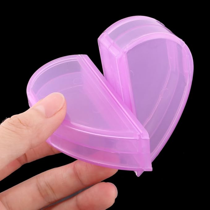 uxcell® Plastic Family Heart Shaped 4 Compartments Capsule Pills Storage Box Case Purple