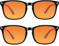 2 Packs Professional Sleep Glasses with 98.7% Blue Light Blocking Dual AR Coatings Amber Lens, Computer Gaming Glasses for Men Women, Anti Fatigue & Eye Strain