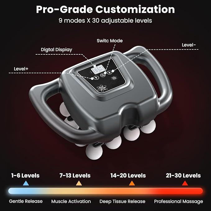 24 & 16 Head Massage Gun Deep Tissue, Body Massage for Back, Shoulders, Neck, Legs, Foot, Massage Gun deep Tissue, Percussion Massager with 9 Modes & 30 Levels Body Muscle Pain Relief