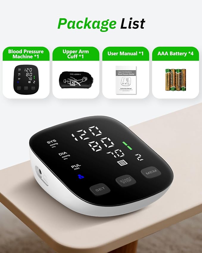 Blood Pressure Monitor with Large Display, Blood Pressure Machine Upper Arm Large Cuff(8.7"-16.5"), High Automatic Blood Pressure Monitors Cuff for Home Use, BP Monitors