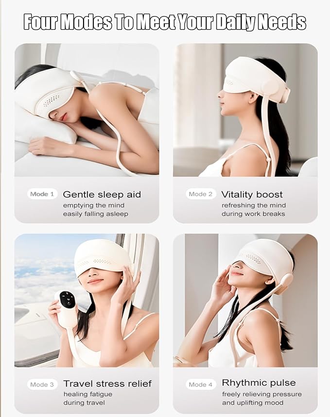 Eye & Head Massager with Remote & Heat, Elaxing Eyes & Better Sleep, The Perfect Holiday Gift for Mom Dad Women Men