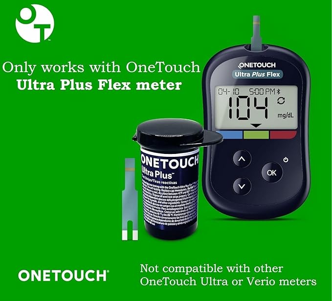 OneTouch Ultra Plus Test Strips - 120 Count - Diabetic Test Strips for Blood Glucose Meter & Daily Blood Sugar Levels - 30 Count/Pack (4 Pack)