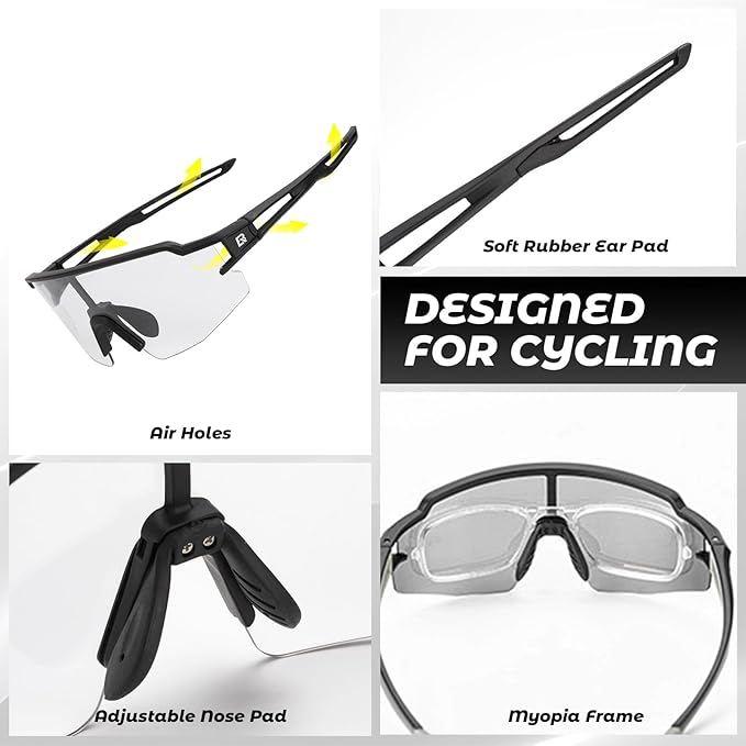 ROCKBROS Photochromic Sports Sunglasses for Men Women Cycling UV Protection