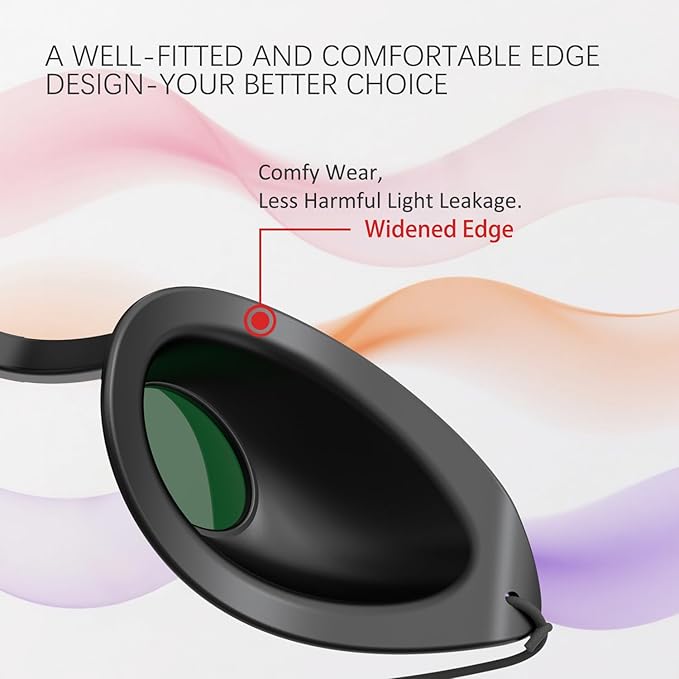Flexible IPL Goggles Eye Shields - UV Eye Protection Glasses for Skin Therapy, Tanning Bed, Hair Removal, Blocks 200-2000nm Wavelengths, Adjustable Head Strap for Comfort Fit
