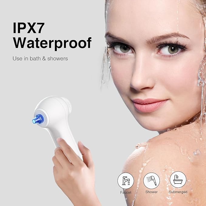 3 in 1 Facial Cleansing Brush & Blackhead Remover, Rechargeable Face Scrubber with LCD Screen, IPX7 Waterproof, Deep Pore Cleaning, Exfoliating & Massaging for All Skin Types