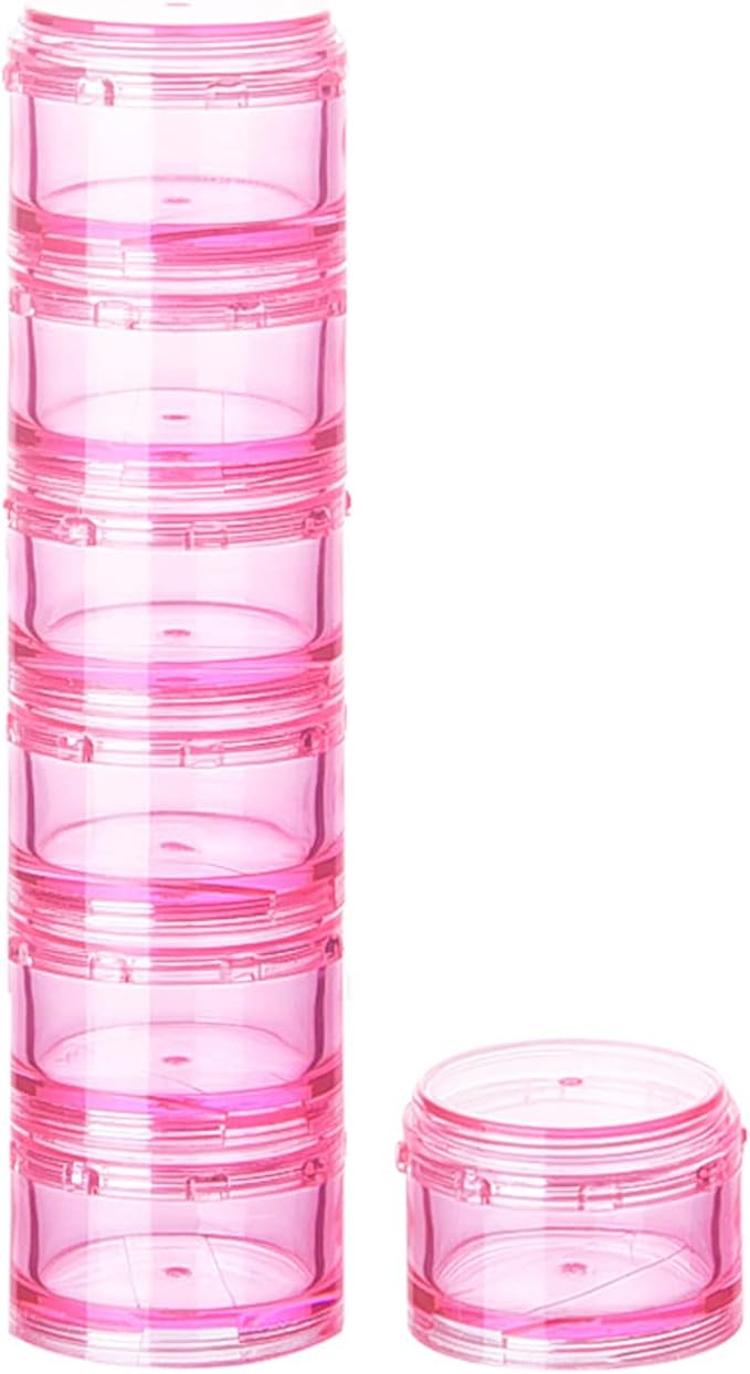 Stackable Pill Organizer, 7-Days Travel Pill Case, Pill Box for Pocket, Portable Medicine Vitamin Container Holder Pink
