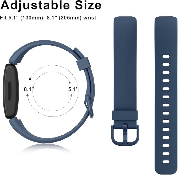 3 Pack Silicone Bands Compatible with Fitbit Inspire 2 Bands for Women Men, Adjustable Replacement Sport Wristbands Straps for Fitbit Inspire 2 / Ace 3 (Black/Navy Blue/Gray)