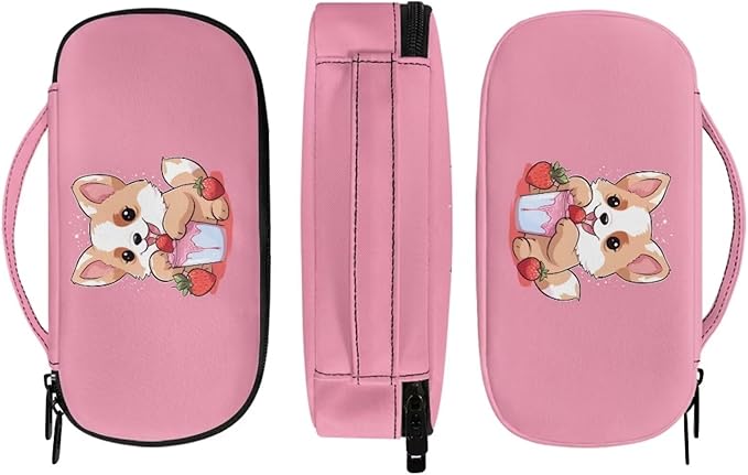 Strawberry Corgi Dog Insulin Cooler Travel Case,Diabetes Carrying Bag for Supplies Keep Medicine Cool While Traveling,Insulin Vial Protector Cooling kit for Storage,Mini Insulated Pack