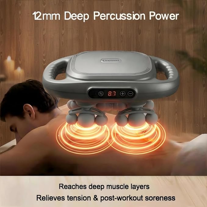 Goemeri 18-Head Massage Gun Set – Deep Tissue Percussion Massager with 9 Smart Modes & 30 Speed Levels, Quiet Handheld Muscle Massager for Back, Shoulder, Waist & Leg Relief, Ideal Gift