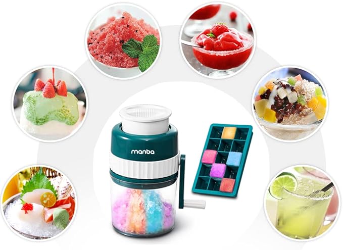 Ice Shaver and Snow Cone Machine - Premium Portable Ice Crusher and Shaved Ice Machine with Free Ice Cube Trays - BPA Free