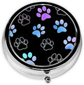 Paw Pill Box 3 Compartment Small Pill Case,Portable for Pocket or Purse Pill Organizer Pill Container Holder with Mirror to Hold Vitamins, Medication, Fish Oil and Supplements