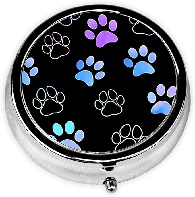 Paw Pill Box 3 Compartment Small Pill Case,Portable for Pocket or Purse Pill Organizer Pill Container Holder with Mirror to Hold Vitamins, Medication, Fish Oil and Supplements