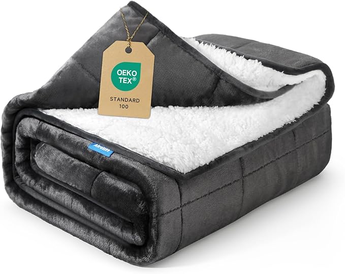 Weighted Blanket 15 lbs 60x80 inches, Sherpa Fleece Throw Blanket for Adult, Fuzzy Fluffy Soft Cozy Heavy Blanket for Couch Sofa, Plush Thick and Warm Winter Blanket Queen Size Bed