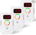 3 Pack Carbon Monoxide Detector,Plug in co Detectors for Home, Portable Carbon Monoxide Alarm Battery Powered with LED Display for Travel