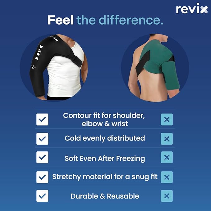 REVIX Arm Shoulder Ice Pack Rotator Cuff Cold Therapy, Reusable Ice Sleeve for Shoulder & Elbow Pain Relief, Gel Ice Packs for Pitchers, Volleyball Players, Athletes, Throwing Recovery, L