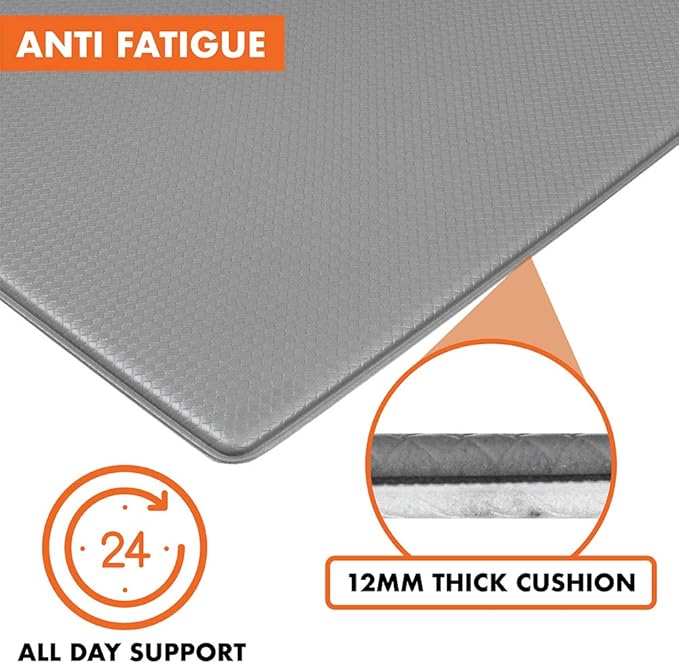 OPUX Anti Fatigue Kitchen Floor Mat, Reversible Cushioned Memory Foam Kitchen Rug Pad, Waterproof Non-Slip Padded Comfort Standing Mat for Office Laundry Home, 32x17 (Marble Gray)