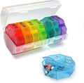 Weekly Pill Organizer 4 Times a Day, Large Pill Dispenser 7 Day with 28 Extra Large Compartments, Portable Travel Pill Box AM PM Morning Noon Evening Bedtime Medication Organizer for Vitamins Fish Oil