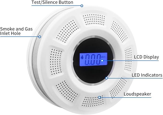Smoke and Carbon Monoxide Detector Combo Powered by Battery, 2 in 1 CO & Smoke Alarm with LED Warning Light Indicators for Home, Travel, RV, Garage (6 Pack)