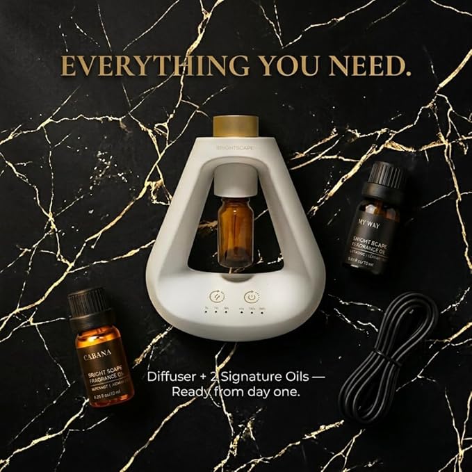 Apex Starter Set — Waterless Aromatherapy Diffuser + 2 Fragrance Oils | Cold Air Nebulizing | Cabana & My Way 0.33 fl oz| No Water No Heat | Pristine White
