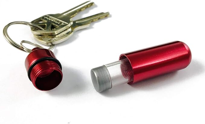 (6-Pack) Mini Waterproof Container ID Pill Holder Vial Key Chain with O Ring Seal