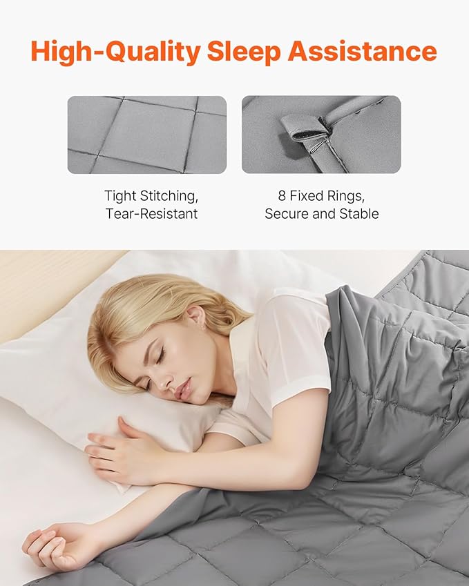VEVOR Weighted Blanket 88 x 104 inch - King Size, 25 lbs Heavy Blanket with Cooling Glass Beads, Soft & Breathable for All-Season Use, Suitable for Adults 250-310 lbs, Ideal Gift Choice (Grey)