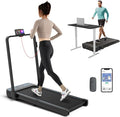 GYMAX Walking Pad, 3 in 1 Free-Assembly Under Desk Treadmill with 300lbs Capacity & LED Display, 2.25HP Portable Compact Treadmill Running Machine for Small Space Home Office