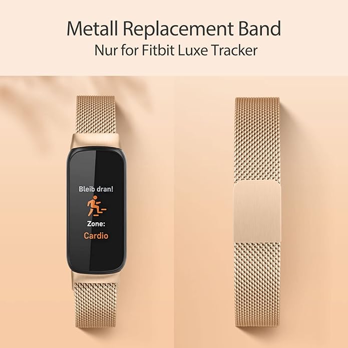 Oumida Mesh Metal Band Compatible with Fitbit Luxe Band, Stainless Steel Adjustable Loop Strap Women Men Replacement Bands for Luxe Health &-Fitness-Tracker