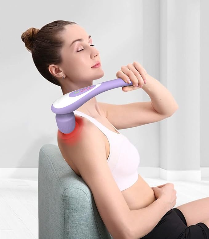 Personal Handheld Vibrating Massager-Cordless Electric Percussion Muscle/ Deep Tissue Massager for Neck Back Shoulder Foot, Portable Seven Wand Massager for Full Body