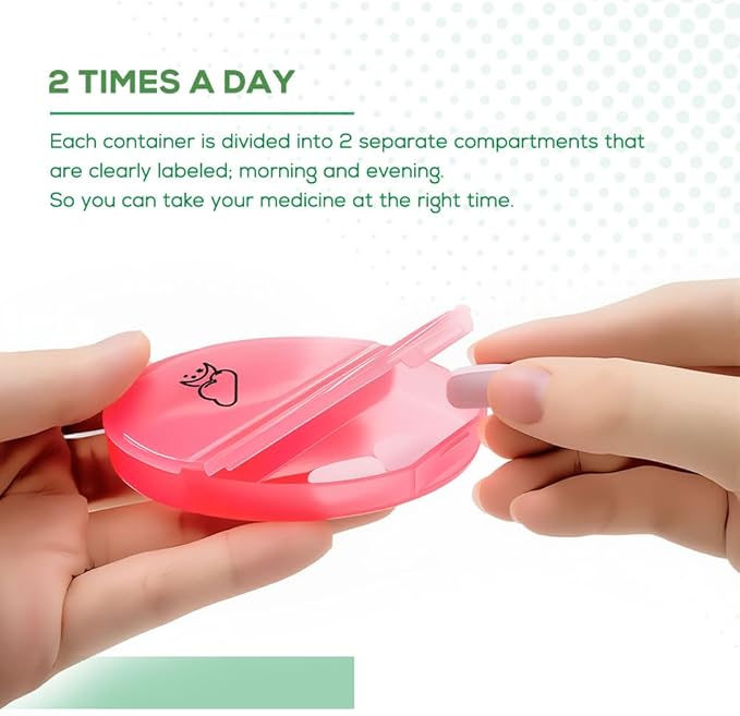 Weekly Pill Organizer (Twice-A-Day), Portable 7 Day Pill Box Case with Stackable AM/PM Compartments for Pills, Vitamin, Fish Oil, Supplements,Rainbow (Rainbow)