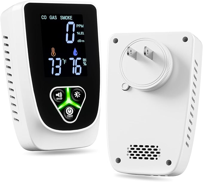Smoke and Carbon Monoxide Detector, Smoke CO Monitor Alarm & Natural Gas Leak Detector for Home