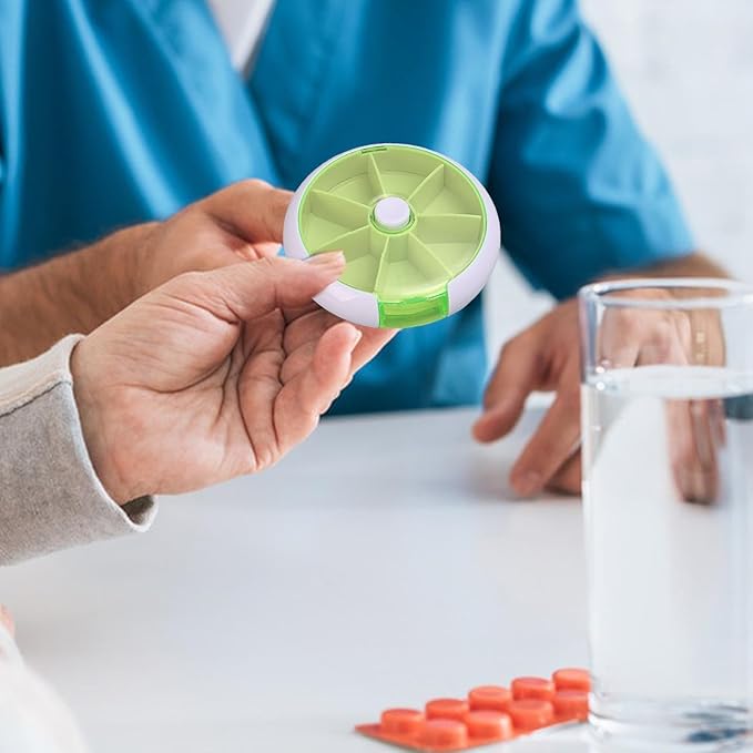 Weekly Round Pill Box - Round Weekly Pill Storage Box, Weekly Pill Organizer, Fruit-Shaped Design Storage Supplies for, Candy, Pills, and Other Items