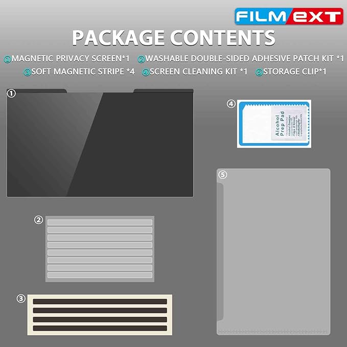 FILMEXT Magnetic Laptop privacy screen 13.3 inch for 16:9 Widedisplay, Removable Laptop Privacy Screen Shield Anti Glare Blue Light Filter for HP/Dell/Acer/Lenovo/Asus