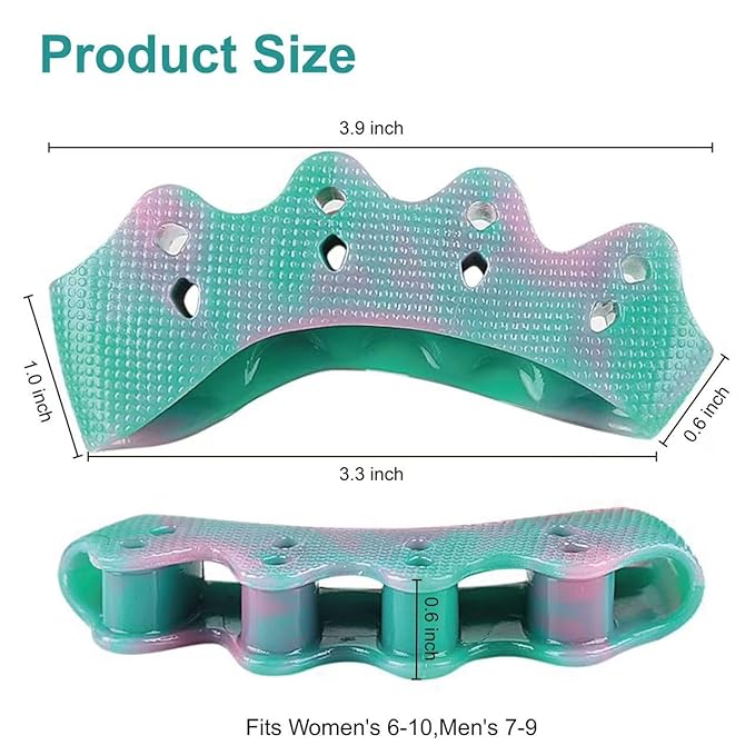 Weiuah 4-Pack Toe Separators & Toe Spacers -Bunion Corrector, Overlapping Toes corrector, Hammer Toe, Relieves Foot Pain, Restores Natural Toe Alignment Unisex,Regular Size (Green & Pink)