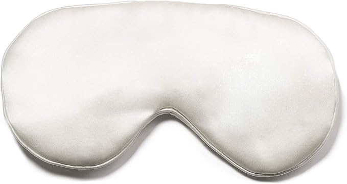 Fishers Finery 25 Momme Mulberry Silk Travel Sleep Mask |Adjustable Strap (Natural White-No Dyes)