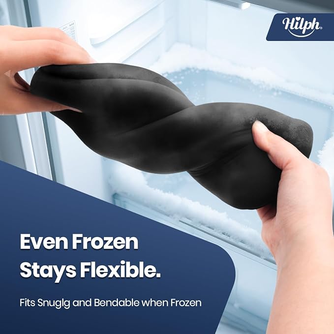 Hilph Elbow Ice Sleeve Arm Ice Packs for Injuries Reusable, Flexible Gel Cold Compression Sleeve for Tennis Elbow, Golfers, Tendinitis Pain Relief, Small, Black