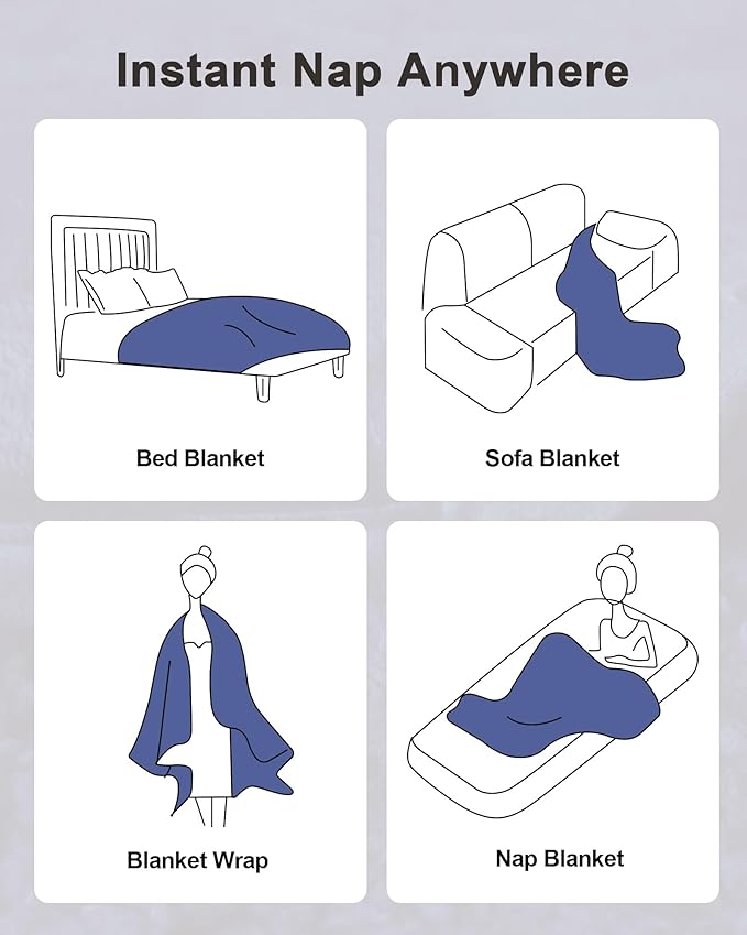 Ultra-Soft Weighted Blanket 15 lbs for Adults, Plush Sherpa Fleece Reversible Weighted Throw Comfort for Relaxation & Cozy Evenings, Hug-Like Security, Evenly Distributed, W60 x L80, Dark Blue