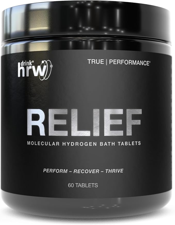 DRINK HRW Hydrogen Bath Bomb Tablets: Muscle Relief & Recovery, Magnesium Soak for Relaxation, Natural Pain Relief, Therapeutic Bath Bombs Post Workout (60 Count)
