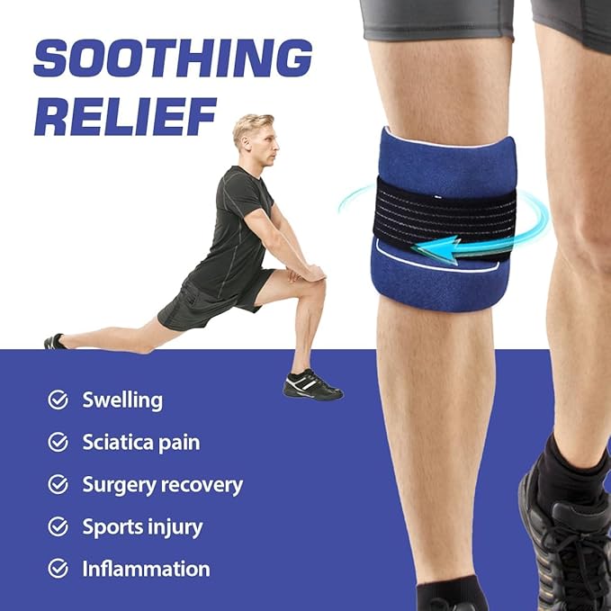 Hilph Ice Packs for Injuries Reusable (2-Piece Set), Large Gel Hot Cold Ice Packs with Strap for Back, Shoulder, Hip and Knee, Flexible Ice Wrap Cold Compress for Joints & Muscle Pain (10.8" x 5.5")