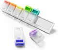 Fridge Magnetic Weekly Pill Organizer, Easy Open Daily Reminder Waterproof Pill Box for Vitamins, Travel & Daily Use (White)